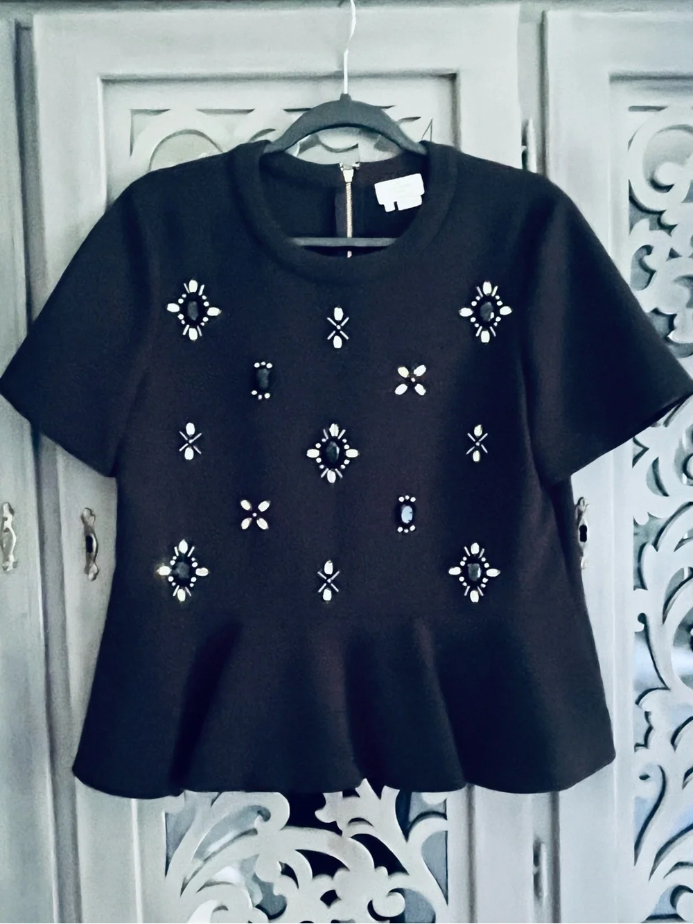 Kate Spade black peplum top with jewels 6